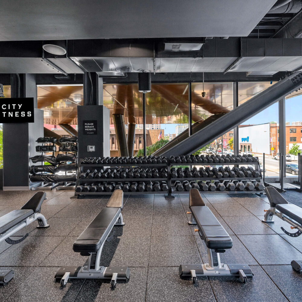 Free weights at City Fitness Northern Liberties