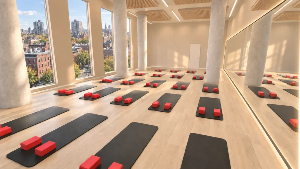 Focus yoga studio rendering - City Fitness Hoboken Southend